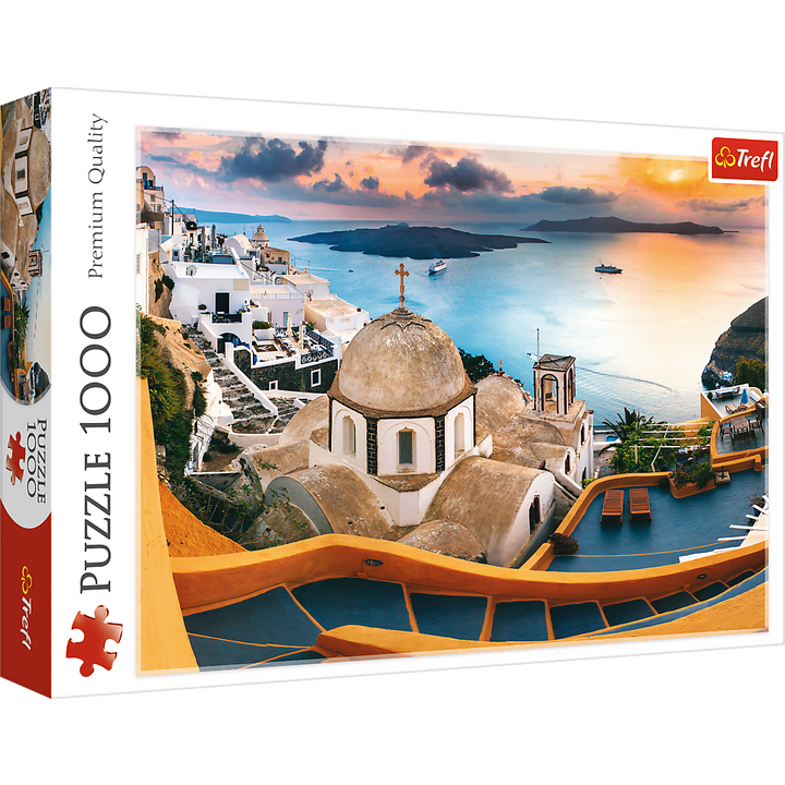 Fairytale Santorini, Puzzle of Greece, Island Paradise and Ocean Scene, Adult Puzzles, 1000 Piece by Trefl 10445