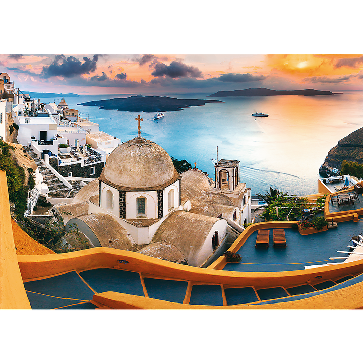 Fairytale Santorini, Puzzle of Greece, Island Paradise and Ocean Scene, Adult Puzzles, 1000 Piece by Trefl 10445
