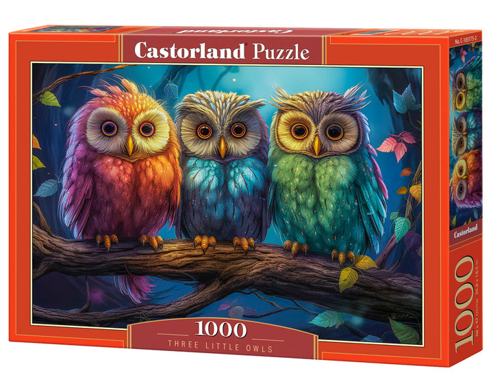 1000 Piece Jigsaw Puzzle, Three Little Owls, Animal Puzzles, Colorful birds, Adult Puzzle, Castorland C-105175-2