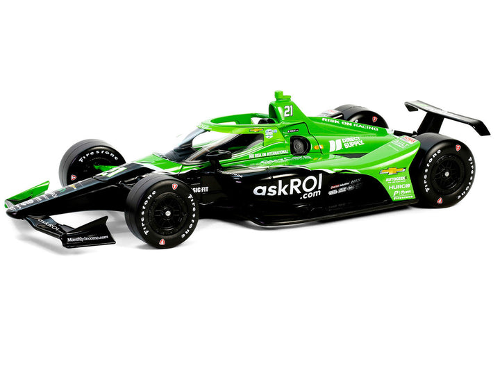 Dallara IndyCar #21 Rinus VeeKay "Risk On International" Ed Carpenter Racing "NTT IndyCar Series" (2024) 1/18 Diecast Model Car by Greenlight-1