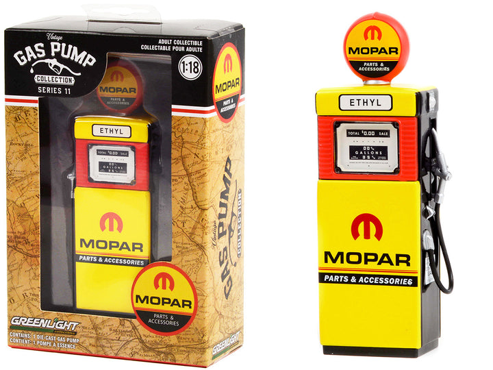 1951 Wayne 505 Gas Pump "MOPAR Parts & Accessories" Yellow "Vintage Gas Pumps" Series 11 1/18 Diecast Model by Greenlight-0