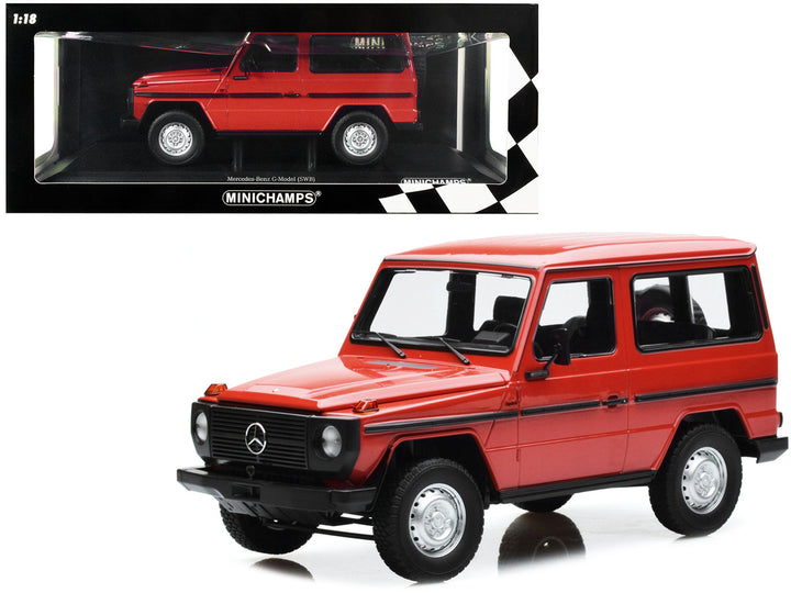 1980 Mercedes-Benz G-Model (SWB) Red with Black Stripes Limited Edition to 504 pieces Worldwide 1/18 Diecast Model Car by Minichamps-0