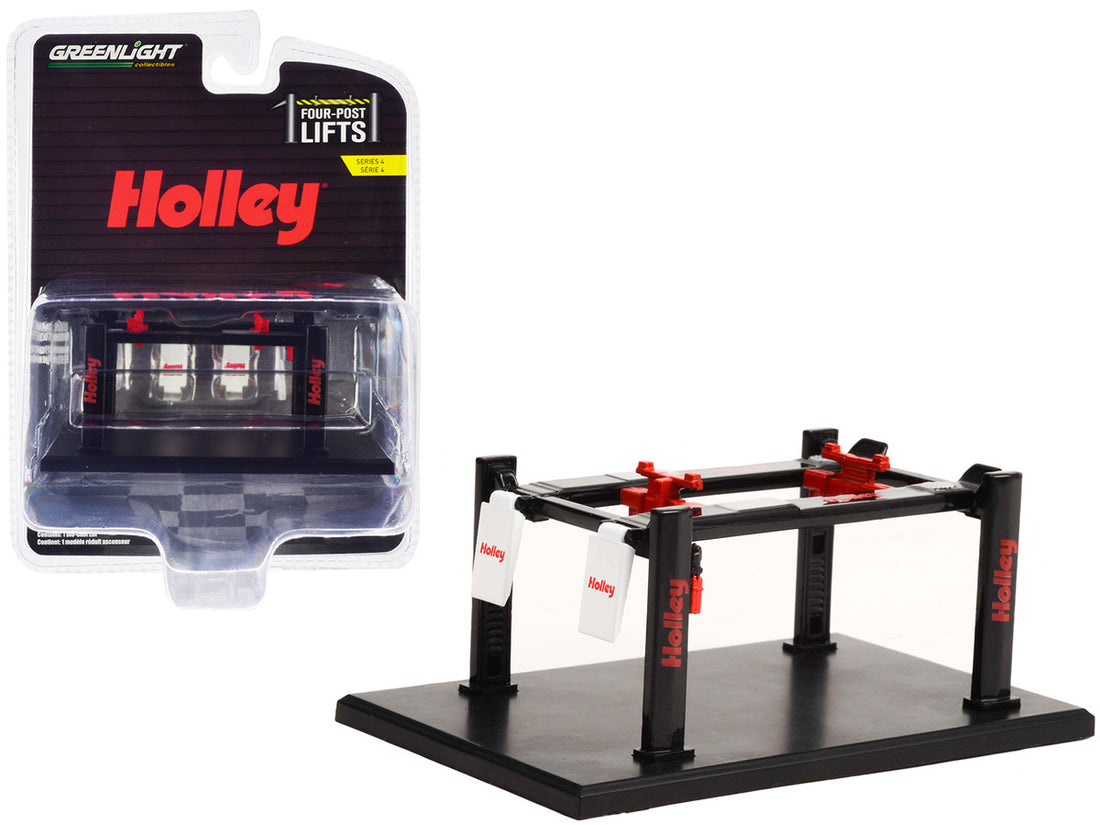Adjustable Four-Post Lift "Holley" Black "Four-Post Lifts" Series 4 1/64 Diecast Model by Greenlight-0