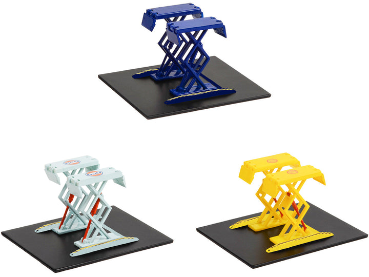 Automotive "Double Scissor Lifts" Set of 3 pieces Series 1 1/64 Diecast Models by Greenlight-1