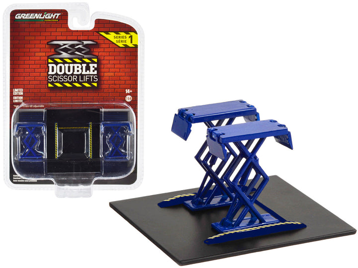 Automotive Double Scissor Lift Blue "Double Scissor Lifts" Series 1 1/64 Diecast Model by Greenlight-0
