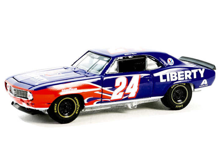 1969 Chevrolet Camaro #24 "William Byron - Hendrick Motorsports First Win Tribute" Blue with Flame Graphics "Hobby Exclusive" Series 1/64 Diecast Model Car by Greenlight-0