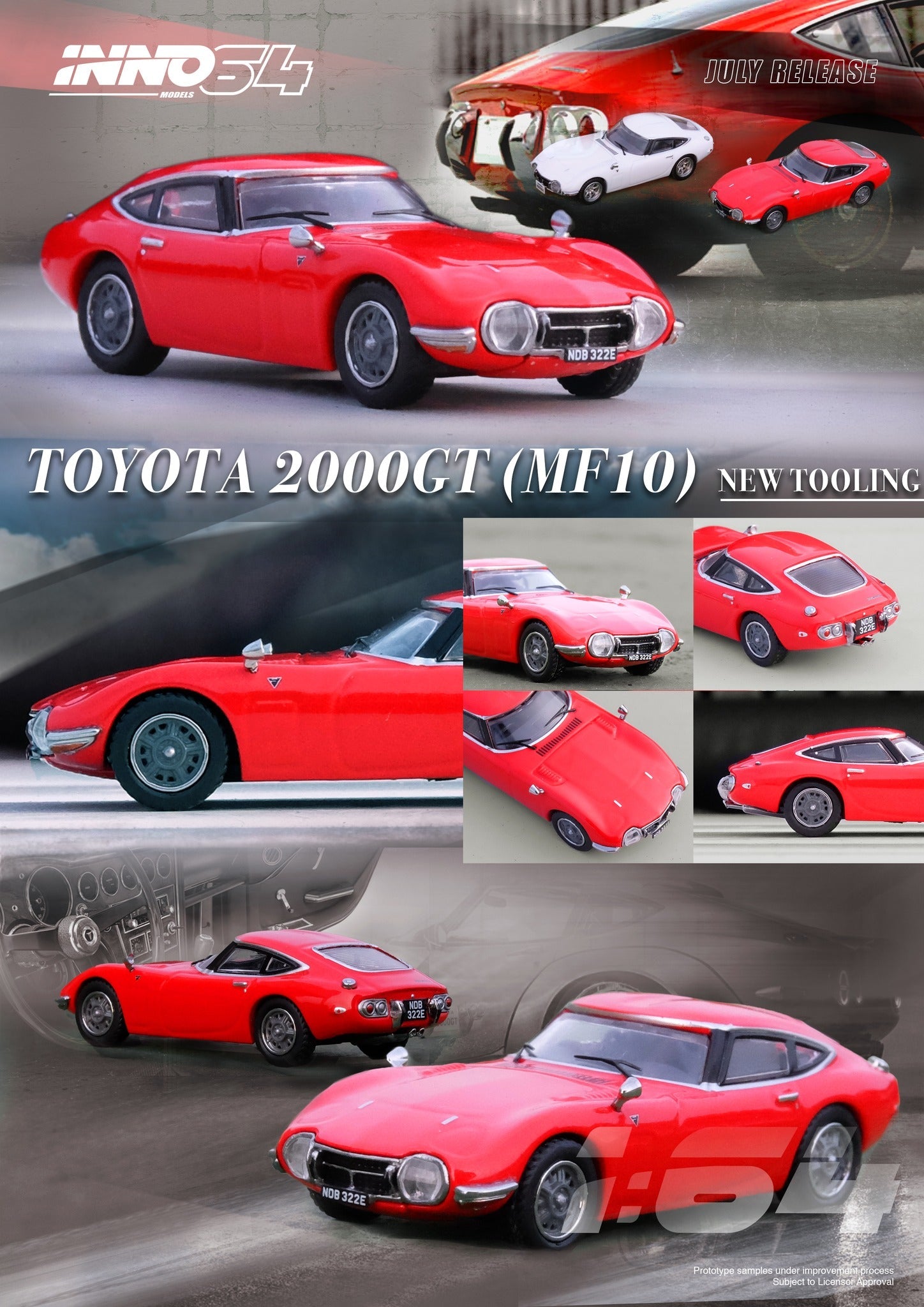 Toyota 2000GT (MF10) in Red OR White 1:64 Diecast Model Car