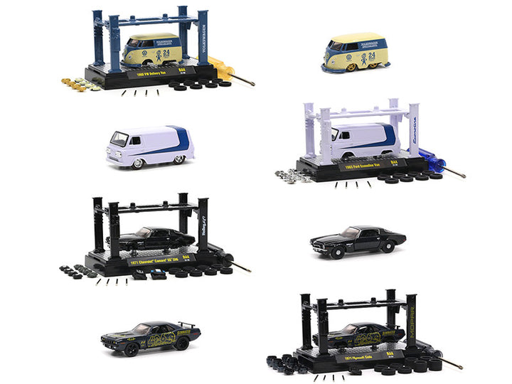 Model Kit 4 piece Car Set Release 44 Limited Edition to 9400 pieces Worldwide 1/64 Diecast Model Cars by M2 Machines-0