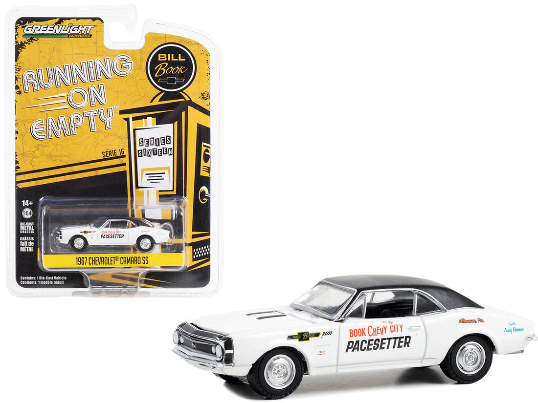 1967 Chevrolet Camaro SS White with Black Top "Book City Chevy Pacesetter - Altoona Pennsylvania" "Running on Empty" Series 16 1/64 Diecast Model Car by Greenlight-0