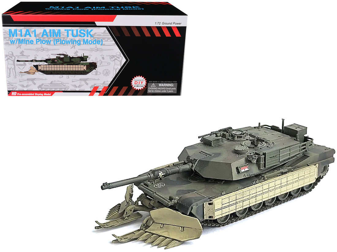 United States M1A1 AIM (Abrams Integrated Management) Tank with Mine Plow (Plowing Mode) #68 "United States Army" Olive Drab "NEO Dragon Armor" Series 1/72 Plastic Model by Dragon Models-3