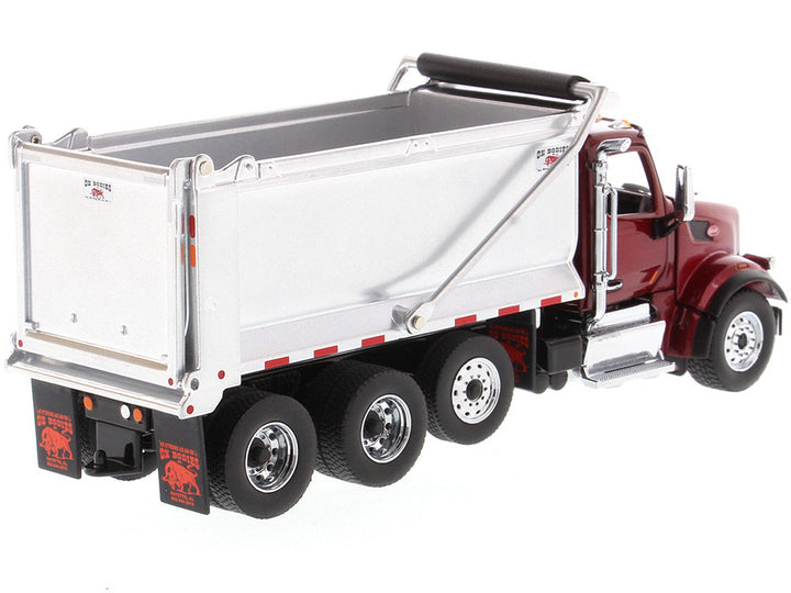 Peterbilt 567 SFFA Tandem Axle with Pusher Axle OX Stampede Dump Truck Red and Chrome "Transport Series" 1/50 Diecast Model by Diecast Masters-1