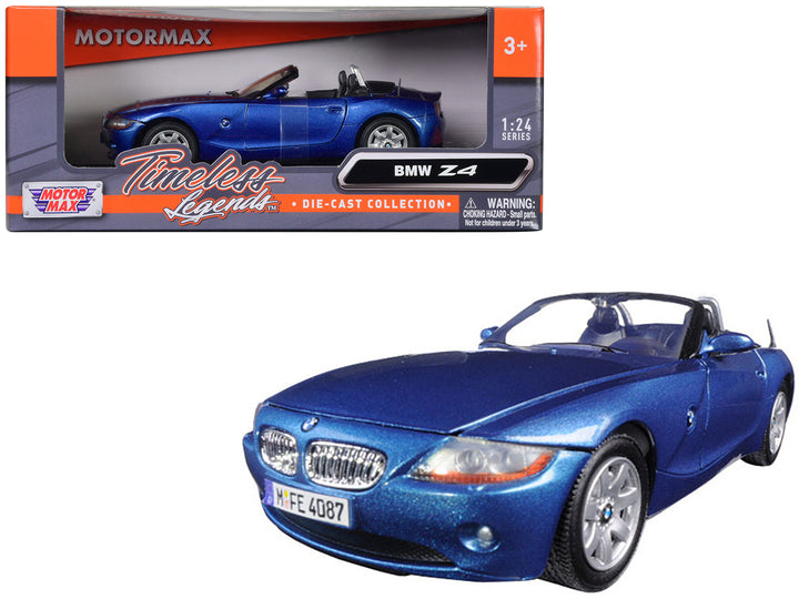 BMW Z4 Convertible Blue Metallic 1/24 Diecast Model Car by Motormax-0