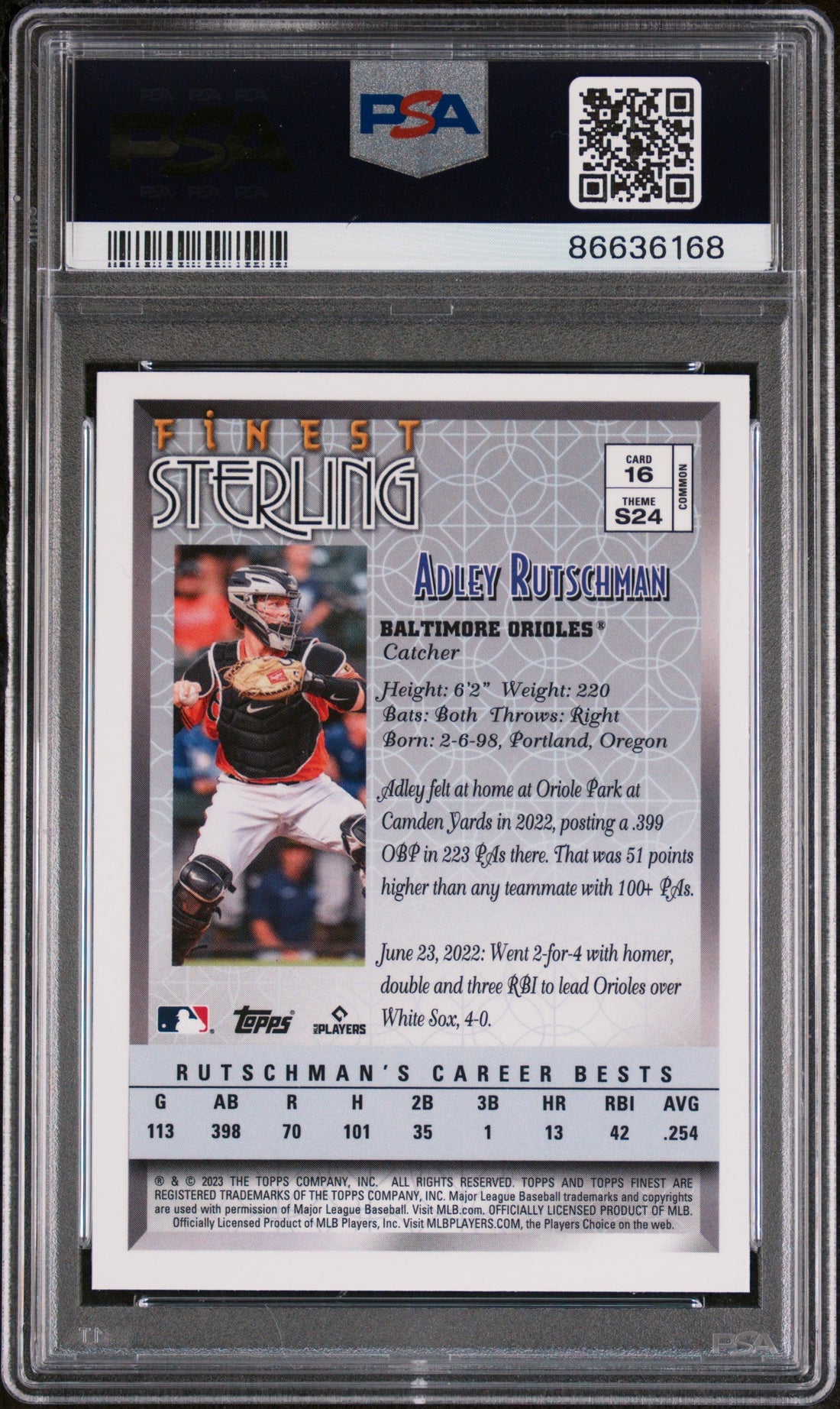 2023 TOPPS FINEST FLASHBACKS ADLEY RUTSCHMAN  #16 - PSA 9