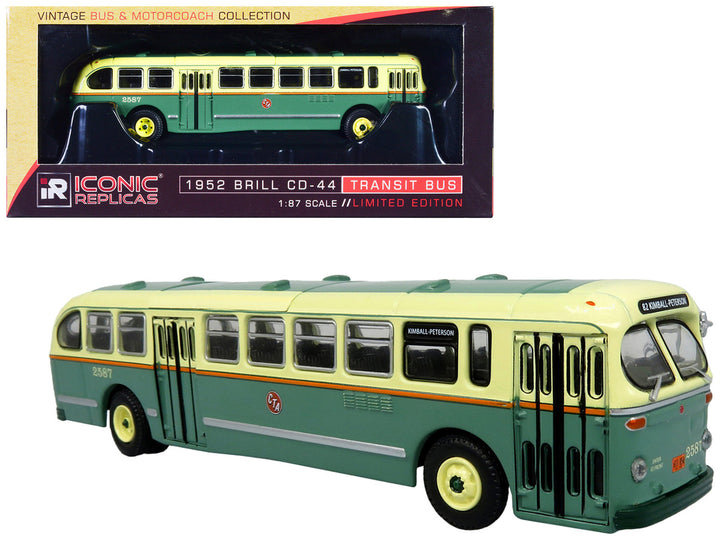 1952 CCF-Brill CD-44 Transit Bus CTA (Chicago Transit Authority) Chicago Surface Lines "Kimball-Peterson" "Vintage Bus & Motorcoach Collection" 1/87 (HO) Diecast Model by Iconic Replicas-0