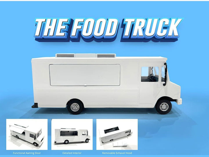 Food Truck Plain White with Graphics 1/64 Diecast Model by American Diorama-1