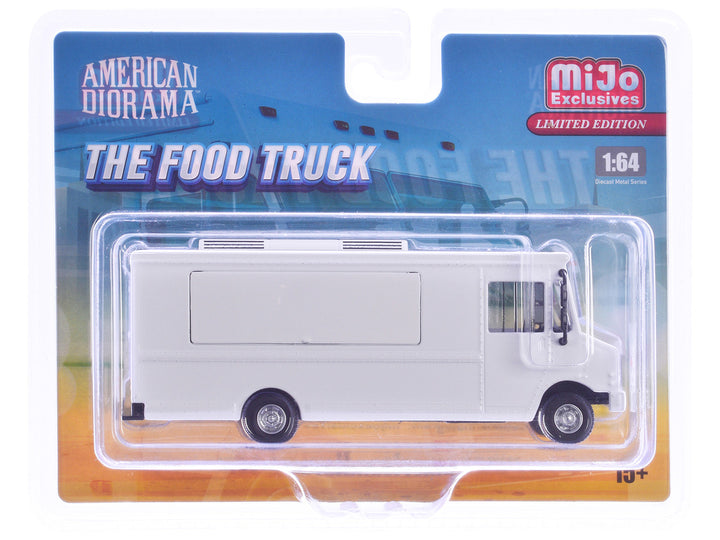 Food Truck Plain White with Graphics 1/64 Diecast Model by American Diorama-0