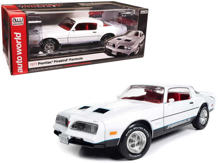 Pontiac Firebird 1977 Formula Cameo White with Red Interior "American Muscle" Series 1/18 Diecast Model Car by Auto World 2