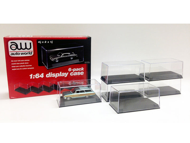 6 Collectible Display Show Cases for 1/64 Scale Model Cars by Auto World-0
