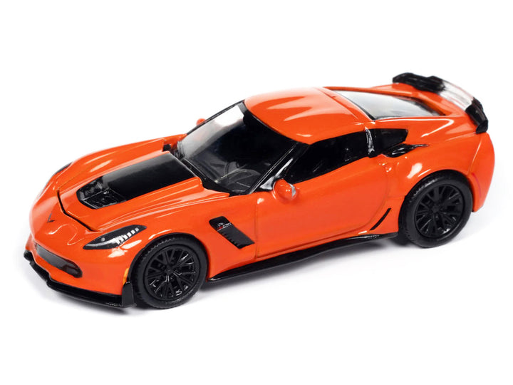 2019 Chevrolet Corvette Z06 Sebring Orange with Black Hood "Sports Cars" Series 1/64 Diecast Model Car by Auto World-0