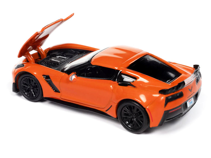 2019 Chevrolet Corvette Z06 Sebring Orange with Black Hood "Sports Cars" Series 1/64 Diecast Model Car by Auto World-1