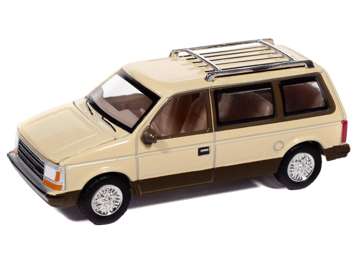 Plymouth 1987 Voyager Van Light Cream and Golden Bronze Metallic 2-Tone "Mighty Minivans" Series 1/64 Diecast Model Car by Auto World 2