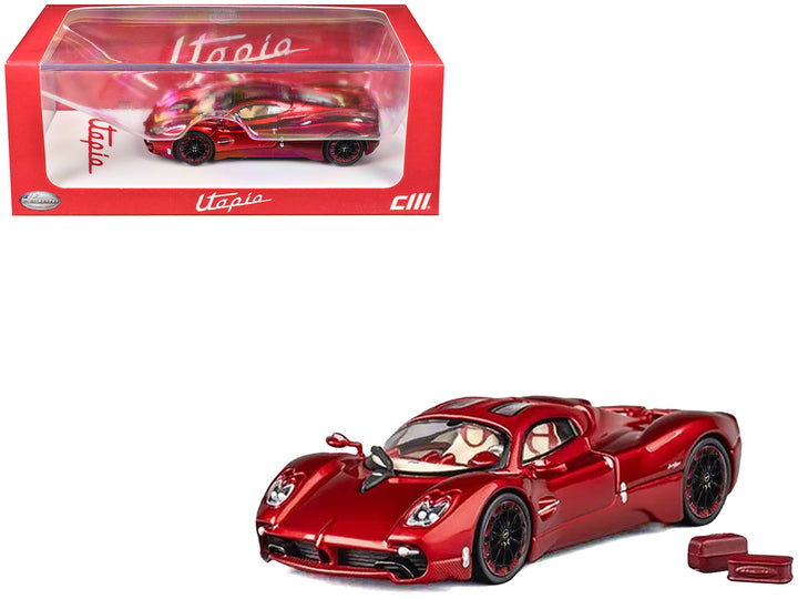 Pagani Utopia Red Metallic with Red Carbon Top 1/64 Diecast Model Car by CM Model 2