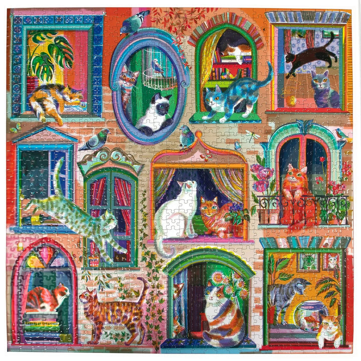 Cats in Windows 1000 Piece Jigsaw Puzzle eeBoo 2