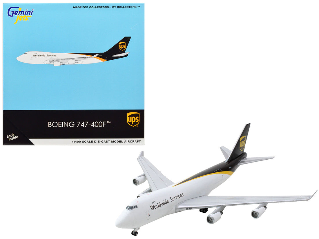 Boeing 747-400F Commercial Aircraft "UPS Worldwide Services" White with Brown Tail 1/400 Diecast Model Airplane by GeminiJets-0