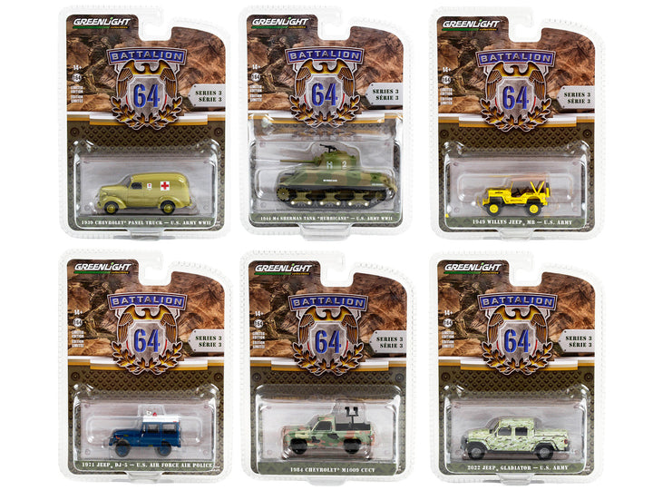 "Battalion 64" Set of 6 pieces Series 3 1/64 Diecast Models by Greenlight-0