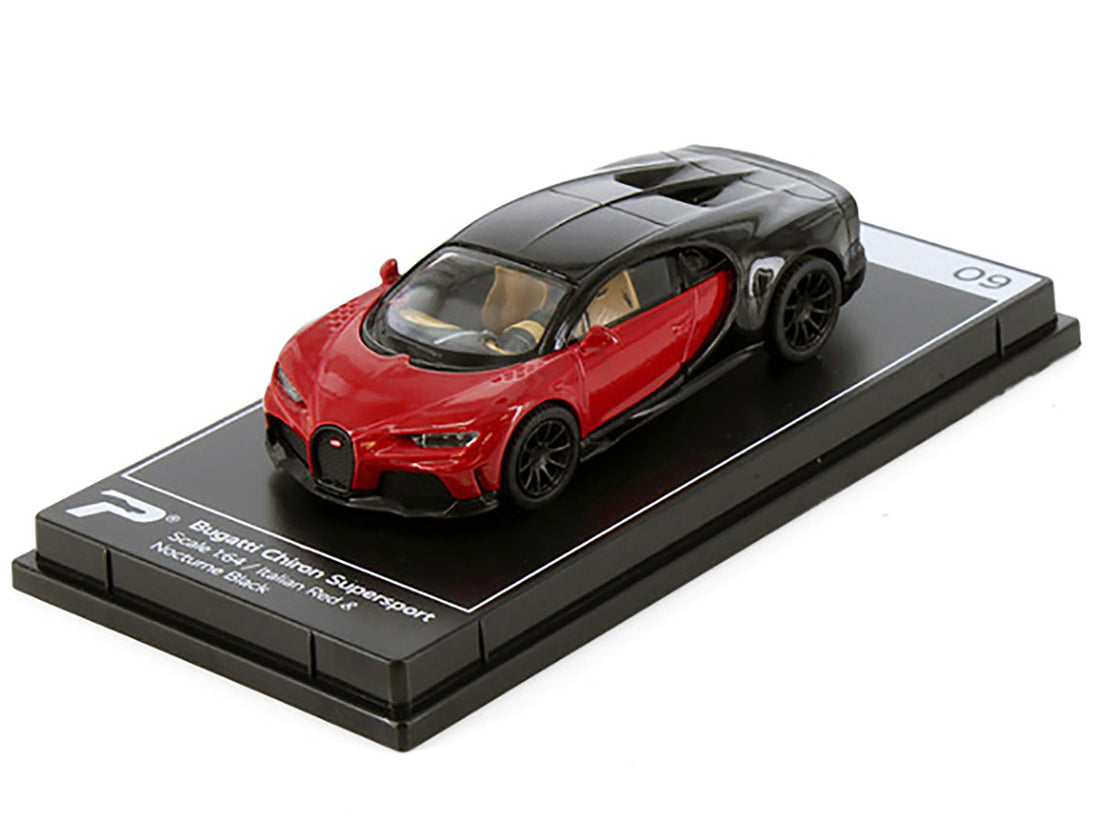 Bugatti Chiron Supersport Italian Red and Nocturne Black "Hypercar League Collection" 1/64 Diecast Model Car by PosterCars-1