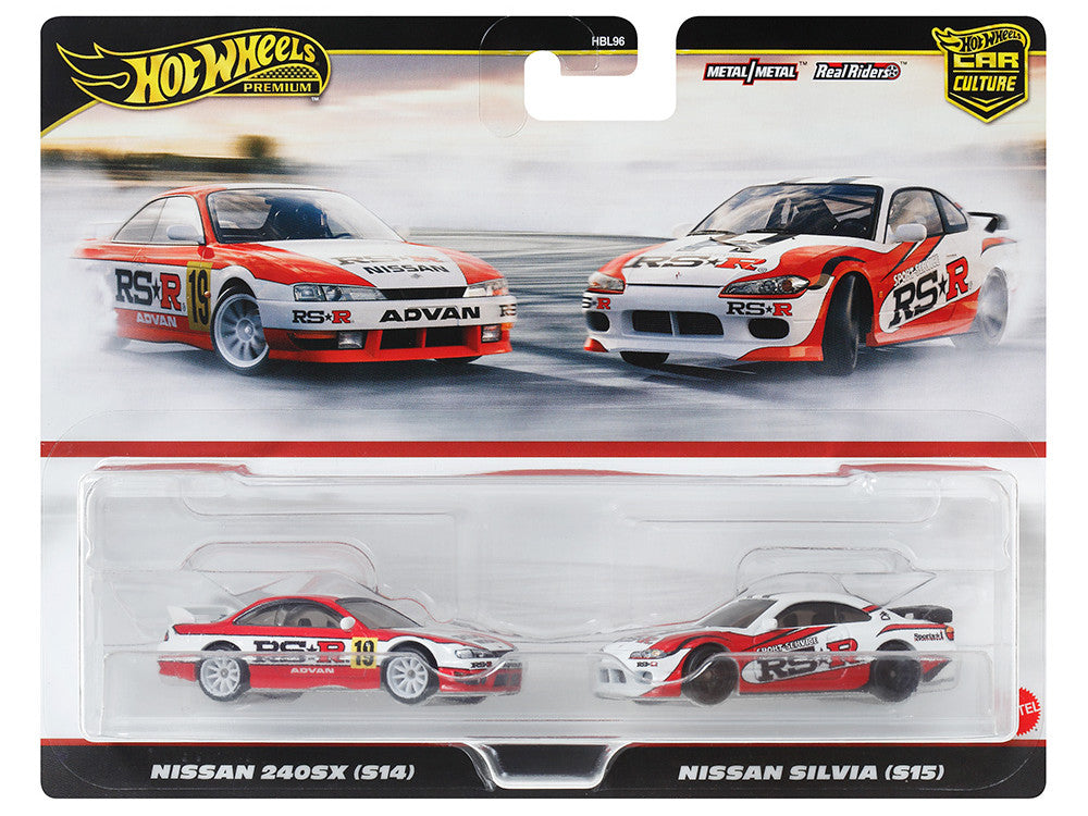 Nissan 240SX (S14) RHD (Right Hand Drive) #19 Red and White and Nissan Silvia (S15) RHD (Right Hand Drive) Red and White "Car Culture" Set of 2 Cars Diecast Model Cars by Hot Wheels-0