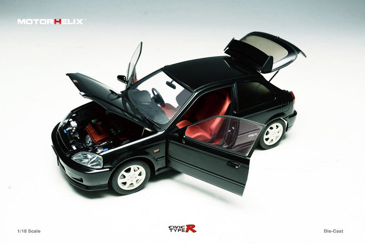 Honda Civic Type-R EK9-120 BLACK Fully Openable 1:18 by MOTORHELIX Open Hood
