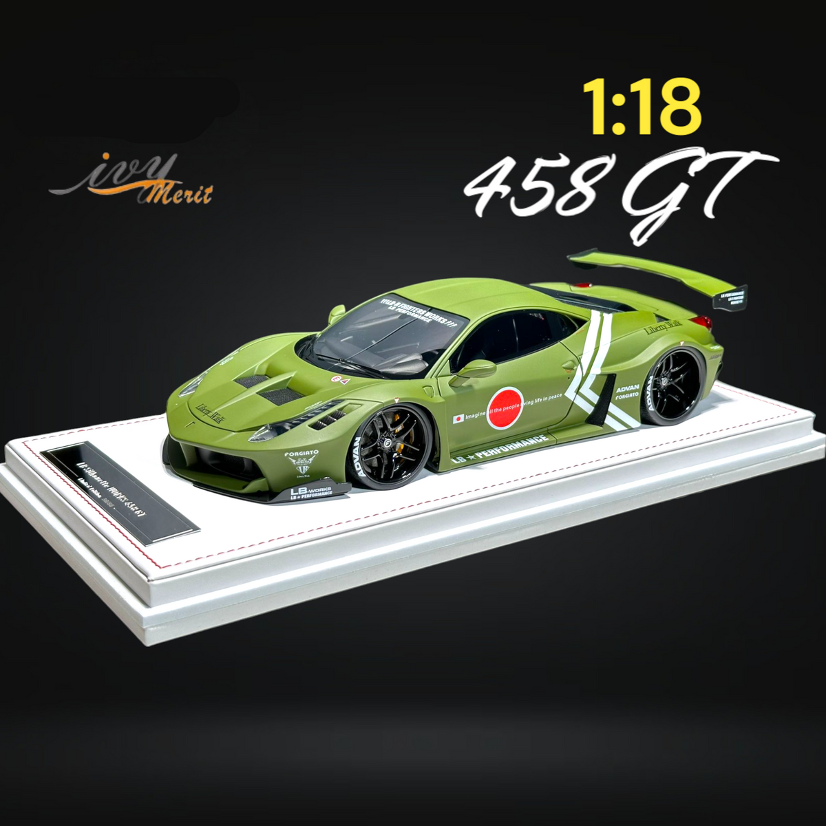 Ferrari 458 GT Fighter Green LBWK LB Silhouette Resin 1:18 Scale