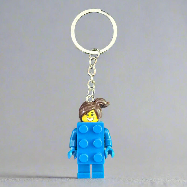 Blue Brick Suit Minifigure Keychain for Lego