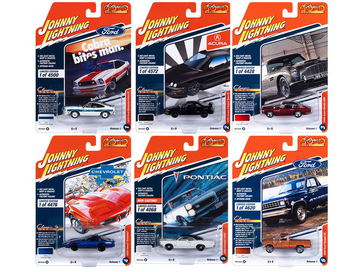 "Classic Gold Collection" 2023 Set B of 6 Cars Release 1 1/64 Diecast Model Cars by Johnny Lightning-0