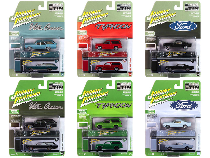 Johnny Lightning Collector's Tin 2025 Set of 6 Cars Release 1 Limited Edition 1 1/64 Diecast Model Cars by Johnny Lightning-0