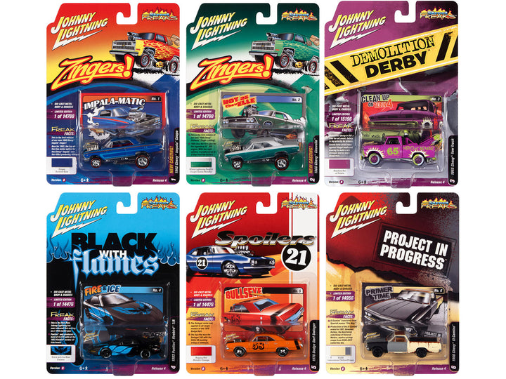"Street Freaks" 2021 Set B of 6 Cars Release 4 1/64 Diecast Model Cars by Johnny Lightning-0