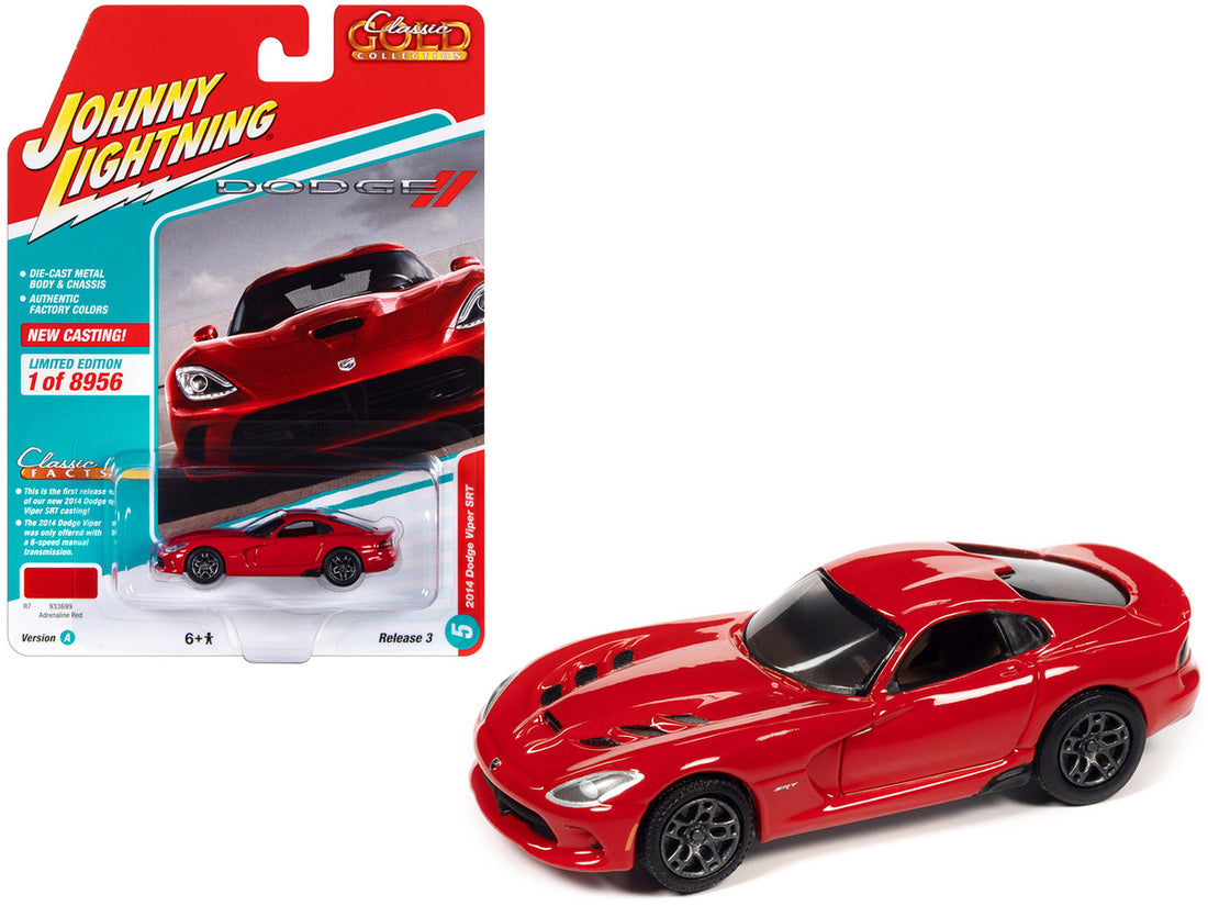 2014 Dodge Viper SRT Adrenaline Red "Classic Gold Collection" Series Limited Edition to 8956 pieces Worldwide 1/64 Diecast Model Car by Johnny Lightning-0