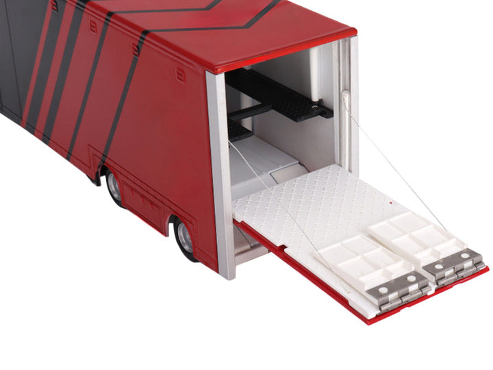 Mercedes-Benz Actros with Racing Transporter Red and Black "ADVAN" 1/64 Diecast Model Car by Mini GT-1