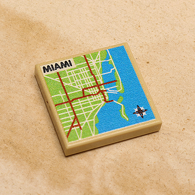 B3 Customs® Miami, FL USA Map (2x2 Tile) for Lego