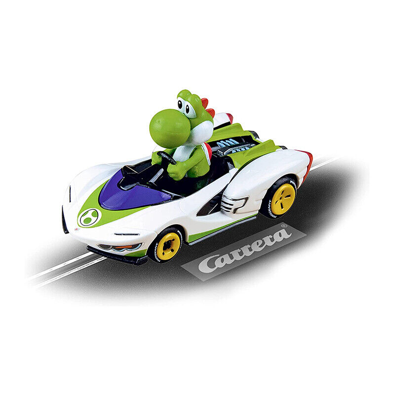 Mario Kart P-Wing Yoshi 1:43 Scale Car Vehicle with Analog Slot Carrera GO!!! Toy Car Track Set 20064183