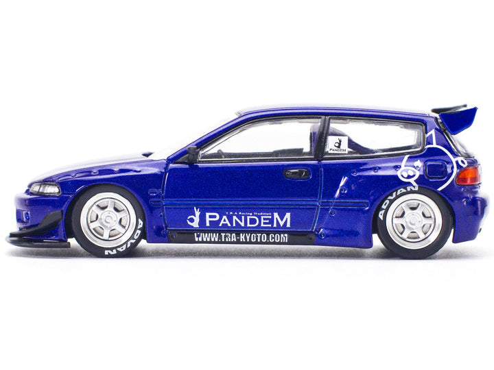 Pandem Civic EG6 RHD (Right Hand Drive) Blue Metallic "Enigma Exclusive Edition" 1/64 Diecast Model Car by Pop Race-1