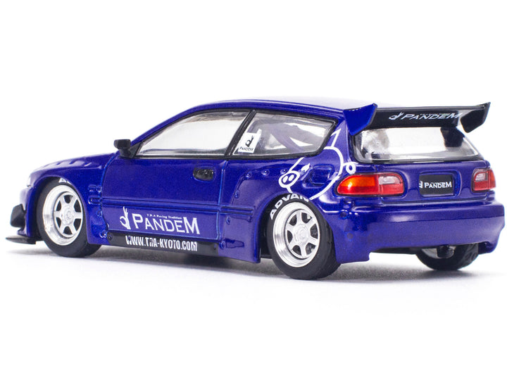 Pandem Civic EG6 RHD (Right Hand Drive) Blue Metallic "Enigma Exclusive Edition" 1/64 Diecast Model Car by Pop Race-0