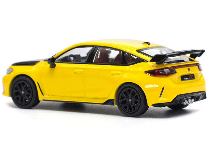 Honda Civic Type R FL5 Yellow with Carbon Hood 1/64 Diecast Model Car by Pop Race-1