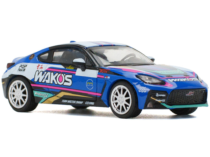 Toyota GR86 "Wako's" Blue with Graphics 1/64 Diecast Model Car by Pop Race-1