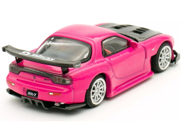 Mazda RX-7 Widebody RHD (Right Hand Drive) Pink with Carbon Hood "Indonesia Diecast Expo 2024 Exclusive" 1/64 Diecast Model Car by Pop Race-1