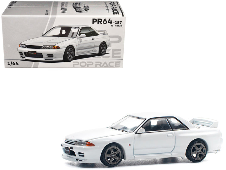 GTR R32 RHD (Right Hand Drive) Crystal White 1/64 Diecast Model Car by Pop Race-0