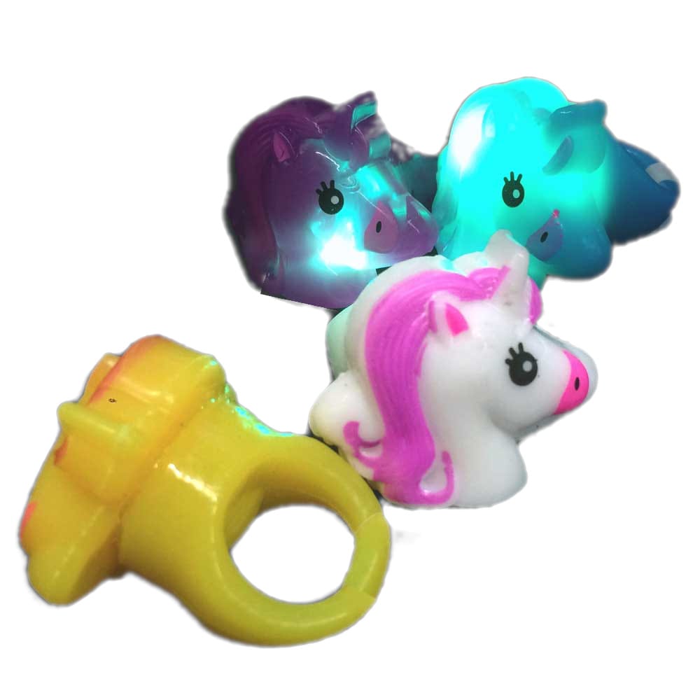 Assorted Light Up Fantasy Cute Unicorn Flashing Rings