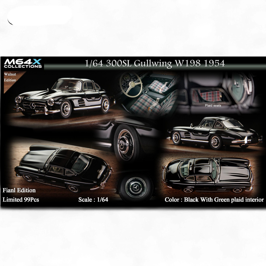 Mercedes-Benz 300SL W198 1954 Final Edition – Black 1:64 Limited to 99 Pcs by M64X