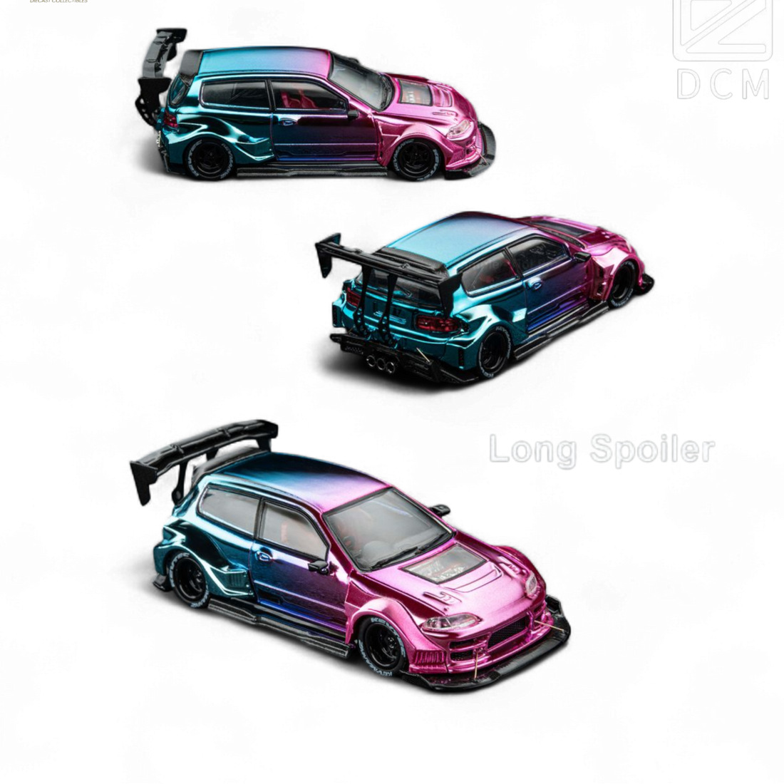 Kevmannz 1996 EG6 Hatchback Wide Body - Dazzling Colorful Long Spoiler 1:64 by DCM